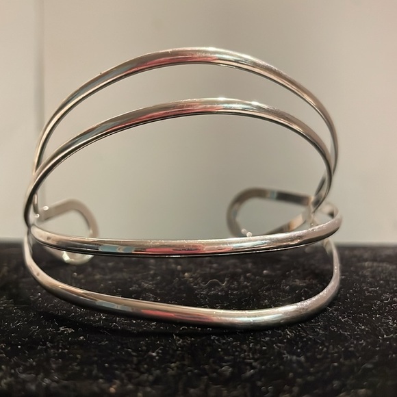 8” titanium plated four layer abstract open cuff bracelet - Picture 3 of 12